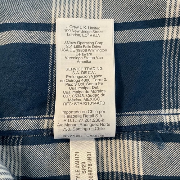 J. Crew Men’s Casual Button Down Cotton Shirt Navy White Plaid Medium Like New - Picture 5 of 5